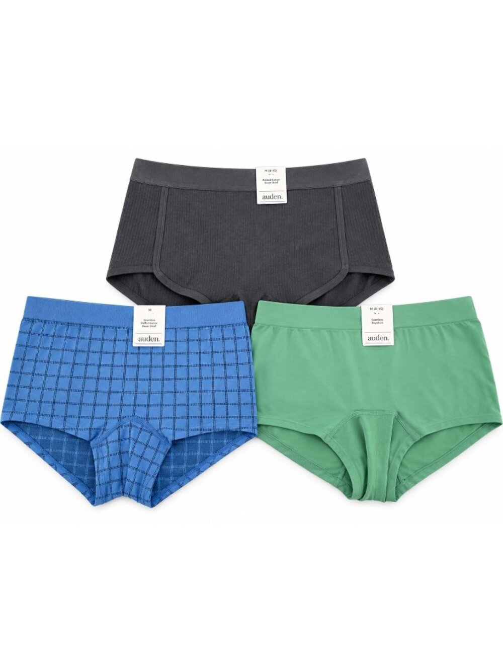 Auden M (8-10) Seamless Boyshort Underwear 3-Pack Green Blue Gray Green